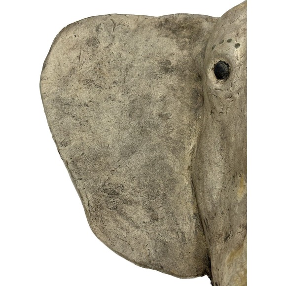 Vtg Gray Elephant Head Realistic Concrete Wall Art Hanging Sculpture LARGE OOAK - Picture 8 of 13